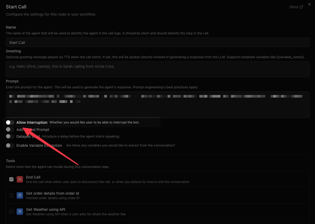 Allow Interruption Toggle