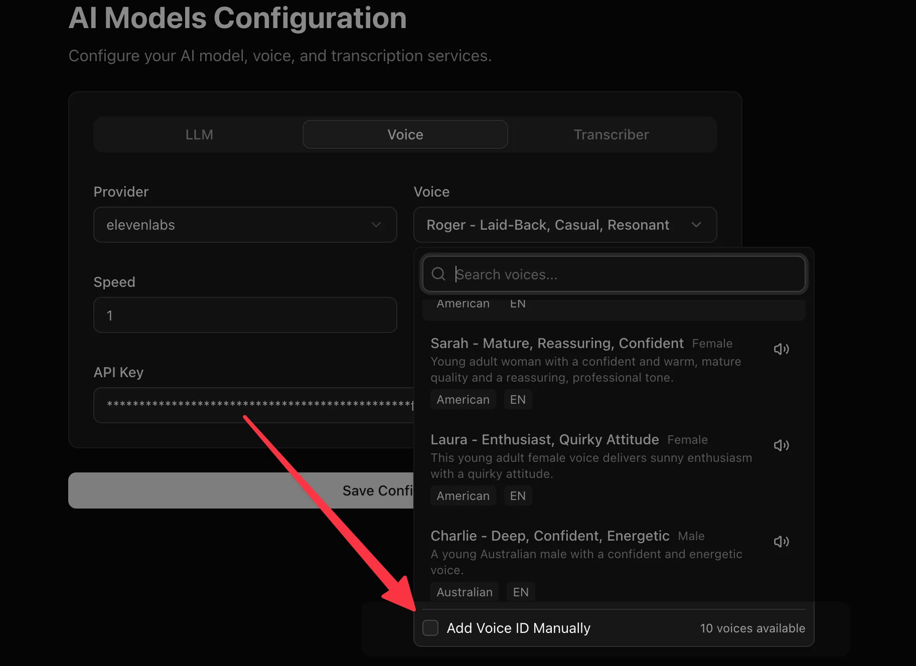 Add Voice Manually