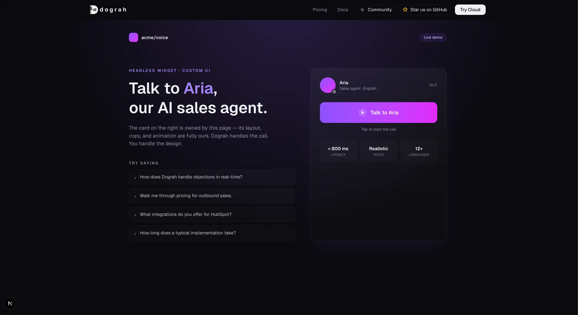 Headless widget driven by host-page UI