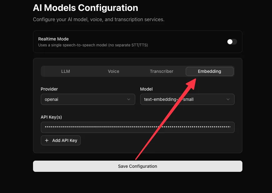 Embedding Configuration