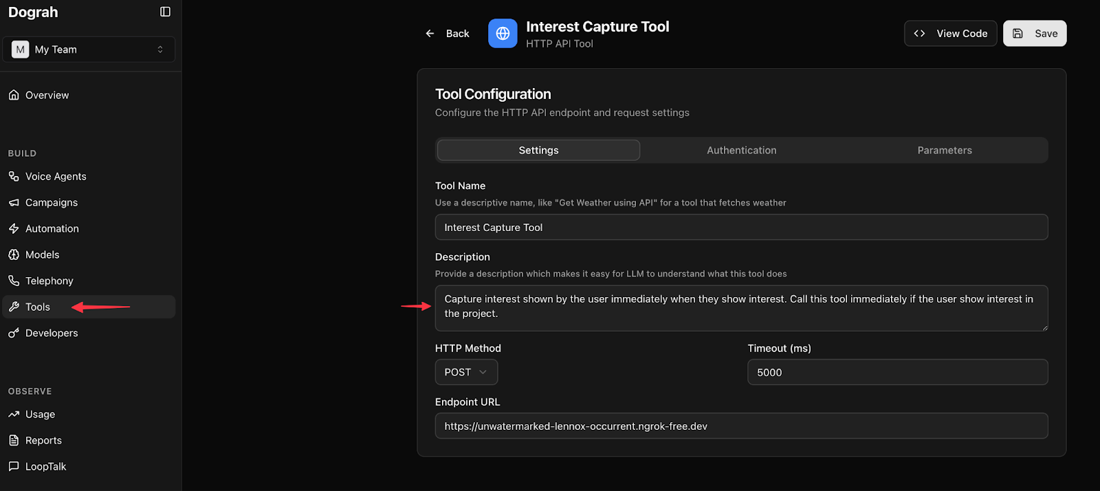 Tool Description Example